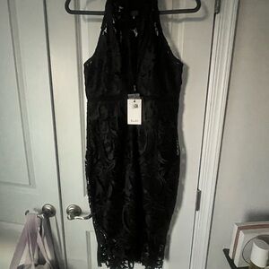 Bardot Black Lace Midi Dress